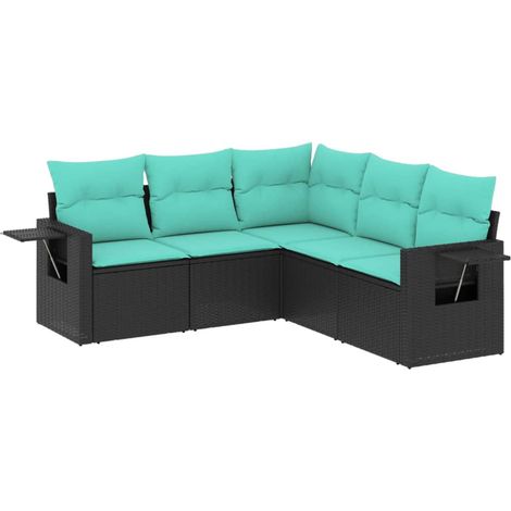 Maison Exclusive - 5-teiliges Gartensofa-Set mit Kissen, schwarze (1/5)