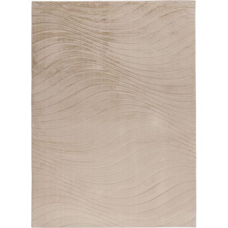 Tapis beige à relief ondulé doux et résistant - 150 x 80 cm (1/5)