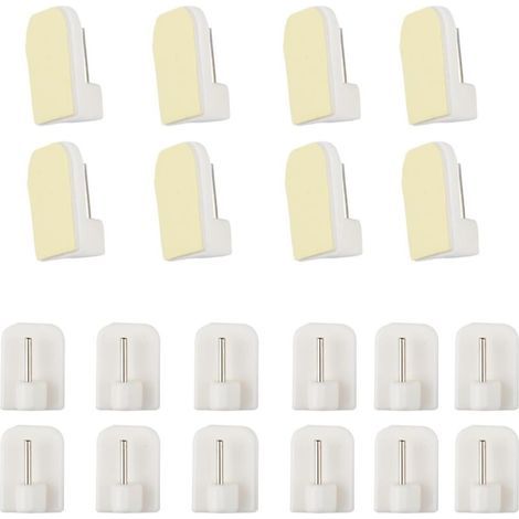 20 ganci per tende, non necessitano di foratura, autoadesivi per bastoni per tende. (1/4)