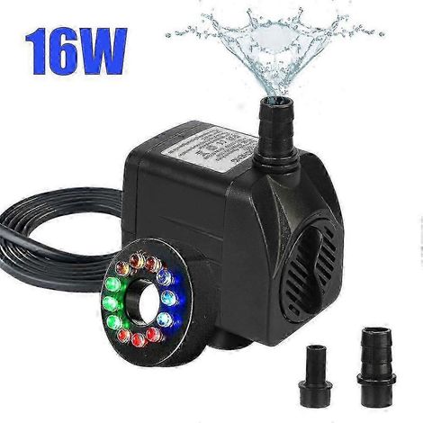 Pompe de fontaine submersible ultra-silencieuse avec cordon d'alimentation et 12 lumières LED (1/5)