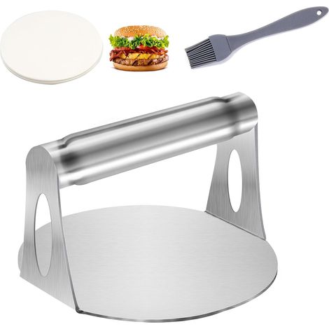 Pressa per hamburger in acciaio inox, rotonda da 5,5 pollici (14 cm) per hamburger. (1/5)