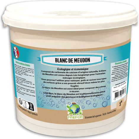Blanc de Meudon 10L – Nettoyage écologique pour surfaces fragiles – Abrasif doux pour inox, marbre, verre – 100% naturel, Made in France – Prefor