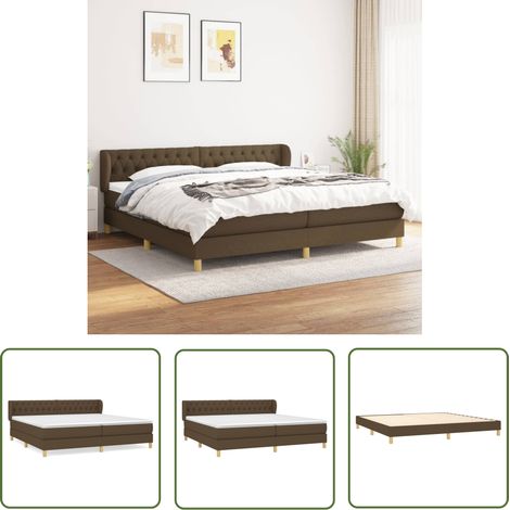 The Living Store Boxspringbett mit Matratze Dunkelbraun 200x200 cm Stoff - Boxspringbett - Doppelbett - Bettenrahmen - Lattenrost - Matratze (1/5)