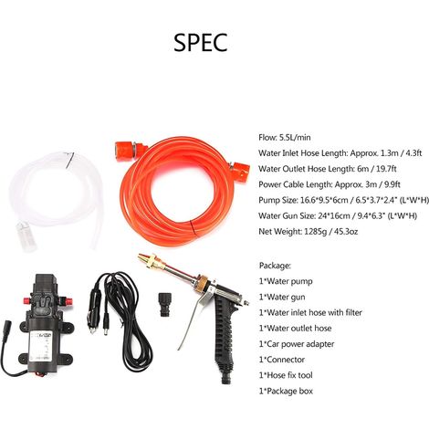 Pompa ad acqua ad alta pressione portatile 130PS 12V 80W per pulizia auto e pneumatici Kit di lavaggio con pistola - AUTRES (1/3)