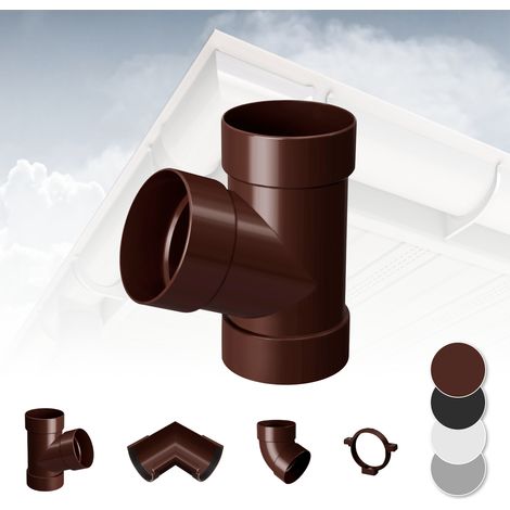 Sistema di grondaie - 130mm in plastica PVC, selezione di componenti - RainWay 130: Marrone, Ramo di tubo a 67°