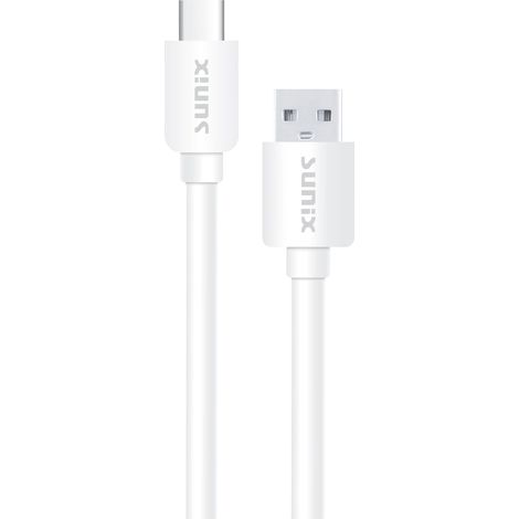 Sunix 1,2m Ladekabel Datenkabel Typ-C Anschluss 3A Kabel Ladegerät Daten Transfer USB in Weiß (1/2)