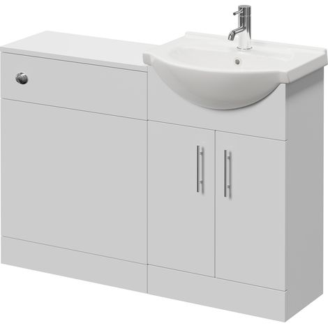 Alexander James Cento Gloss White 1150mm 2 Door Vanity Unit Toilet Suite - 1150mm - Chrome 96mm Bar HandleWithout James Toilet Pan