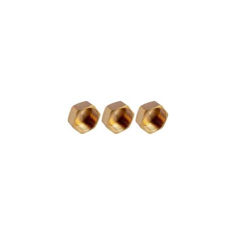 – 3/4"-Sechskantstopfen aus Messing – Innengewinde mit auslaufsicherer Dichtung – Überwurfmutter für Rohre – 3er-Pack
