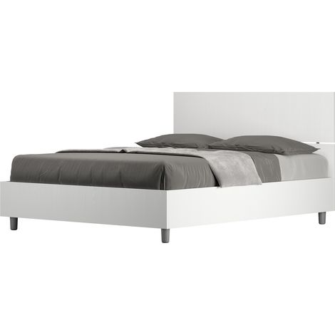 Letto Matrimoniale Francese 140x190 cm Senza Rete Demas Testata Dritta Bianco Frassino (1/5)