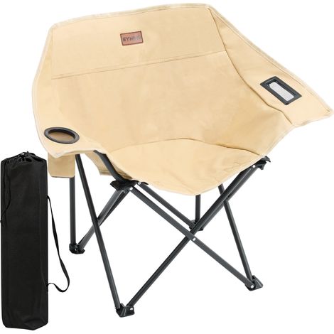 Symino Campingstuhl Faltbar mit Getränkehalter und Seitentasche - Anglersessel klappbar - Tragbarer Bequem Klappstuhl Gartenstuhl Relaxsessel Sessel Belastbarkeit bis 120 kg
