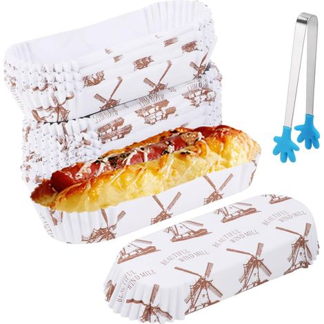 200 stuks - Broodvormpjes van bakpapier - Hittebestendig - Oliebestendig - Ovaalvormig - Taartvormpjes van bakpapier - Geschikt voor ananasbroodjes, cupcakes, boter en chocoladegebak - Molenpatroon - (1/5)