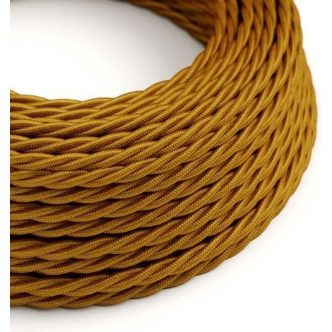 Creative-cables italia cavo elettrico trecciato rivestito in tessuto 3x0,75 effetto seta oro xz3tm05