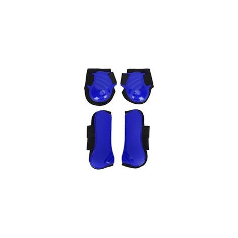 1 ensemble de jambières de protection de jambe de cheval, coque épaisse en PU, rembourrage élastique, coussin intérieur bleu L