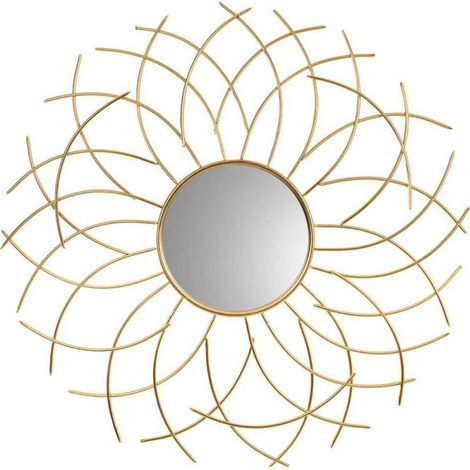 miroir mural doré design en métal pour décoration intérieure - doré effet soleil chaleureux (1/5)
