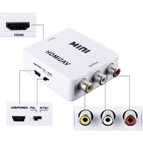 Mini Adaptateur Video Numerique Hdmi Vers Av Rca Convertisseur Analogique (1/5)