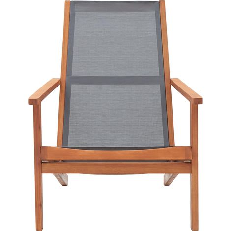 Maison Exclusive - Chaise de jardin Gris Bois d'eucalyptus solide et textilène (1/5)