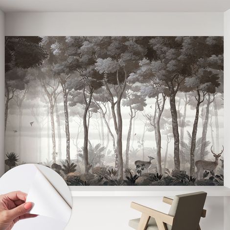 Carta da parati autoadesiva moderna - fotomurale - lavabile - ufficio - design moderno - Magia della foresta 152x104 cm (1/5)