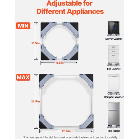 support réglable pour machine à laver, mini-réfrigérateur, charge de 181,44 kg, 4 roues (1/5)