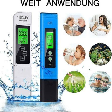 Testeur Ph Tds Ec Température - Analyseur 5 en 1 pour Qualité Eau - Écran LCD Rétroéclairé - Précision pH 0,01 - Compensation Automatique Température - 1 Pièce (1/4)