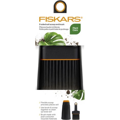 FISKARS Doppelseitiger Gartenspaten zum Umpflanzen von Erde + Bürste (1/2)