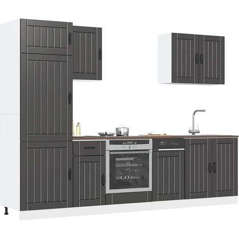 7 Piece Kitchen Cabinet Set Lucca Black Engineered Wood vidaXL (1/5)