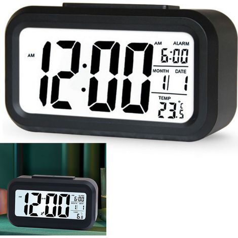 Réveil électronique rechargeable, lumineux et intelligent, avec LED, numérique, idéal pour les étudiants et les enfants. Cadeau innovant pour les étudiants et les enfants. Piles noires, en anglais. (1/5)