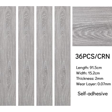 36 Pcs Realistic Wood Effect Self Adhesive PVC Flooring (1/5)