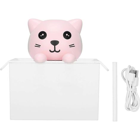 Tragbarer, leiser Luftbefeuchter (330 ml) im Katzen-Design mit mehrfarbigen LED-Leuchten für Büro, Schlafzimmer und Auto (1/5)