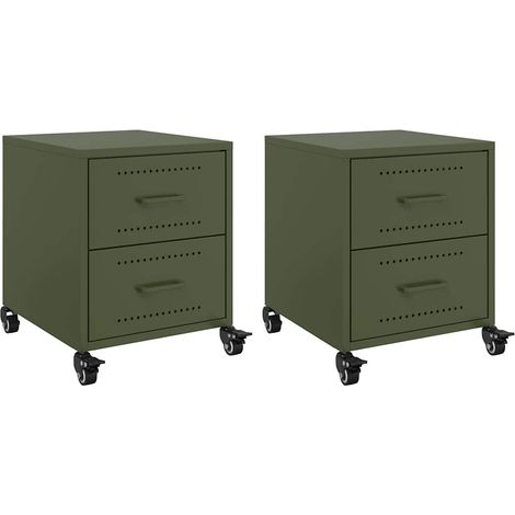 Maison Exclusive - Nachttische 2 Stk. Olivgrün 36x39x43,5 cm Stah