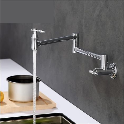 Robinet de Remplissage de Pot Robinet de Remplissage de Pot en Laiton Massif Robinet d'évier de Cuisine Chrome Swinging Single Single Froid Single Trou de Robinet monté Robinet Pliant (1/5)