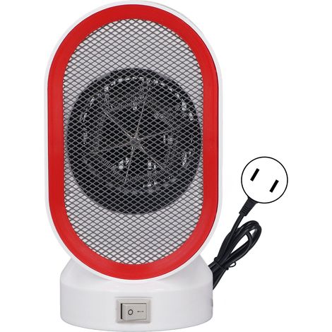 Chauffage d'appoint 400 W, mini chauffage soufflant électrique portable, prêt à l'emploi, pour la maison, le bureau ou la chambre d'étudiant. Rouge, prise américaine 110 V.-AquaForge