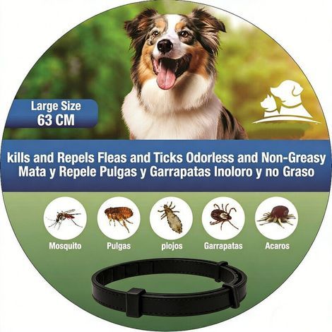 Elle – Collier antiparasitaire pour chien – Protection 8 mois contre puces, tiques, moustiques – Étanche et sans irritation – 68 cm