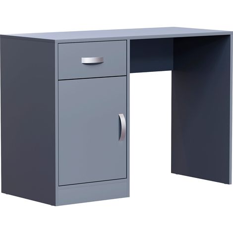 Hudson Computer Desk 1 Drawer 1 Door PC Workstation Shelves Storage Home Office Table, Grey