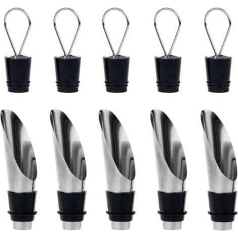 2-in-1-Isolierflaschen aus Edelstahl mit Ausgießer und Belüftungsdüse + Verschluss – 5er-Set, ideales Geschenk für Wein- und Getränkeliebhaber (1/4)