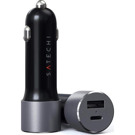 Cargador de coche Satechi de 72 W - USB-C 60 W PD, USB-A (Gris espacial) (1/5)