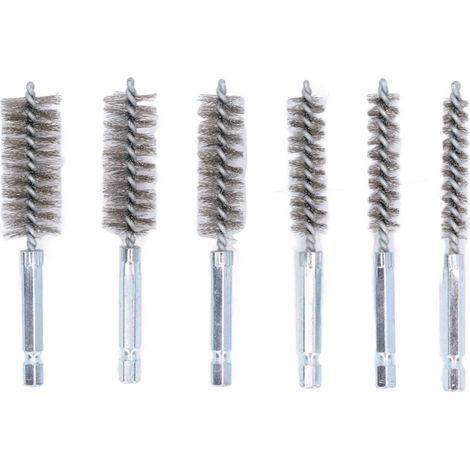 Brosse d'alésage 4 pouces, 6 pièces, nettoyage de fil torsadé antirouille avec tige hexagonale de 1/4 pouces pour perceuse électrique, tournevis à percussion, acier inoxydable argenté (1/5)