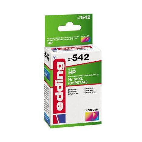 Tintenpatrone kein Originalzubehör Kompatibel mit: HP 62XL EDD-542 ca. 765 Seiten mehrfarbig 21ml (1/3)