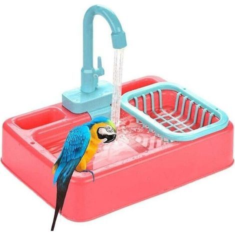 Accessorio per il bagno e la doccia per pappagalli e uccelli da compagnia – Realizzato in legno naturale, 30 cm, set da 2 (1/5)