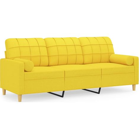 Maison Exclusive - Divano a 3 Posti con Cuscini Giallo Chiaro 180 cm in Tessuto