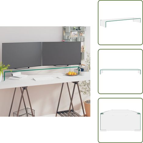 The Living Store Soporte para TV/Elevador monitor cristal claro 110x30x13 cm - Estante de vidrio