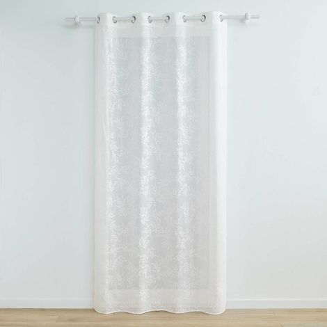 Voilage Vintage fleurs brodées Blanc 140x240 cm (1/4)