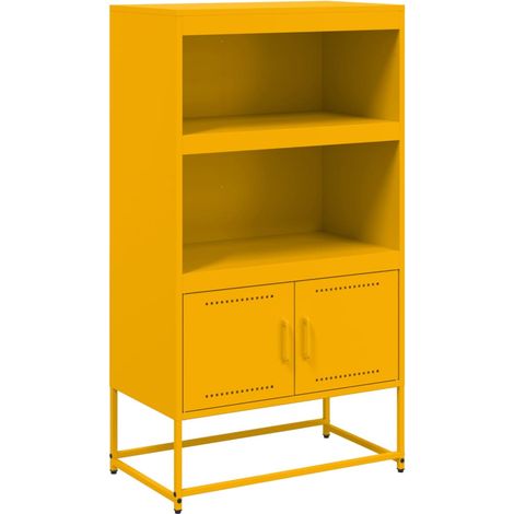 Credenza buffet cassettiera mobile contenitore organizer cucina soggiorno soggiorno alto giallo senape 68,5 x 38,5 x 123,5 cm acciaio Giallo 020034733