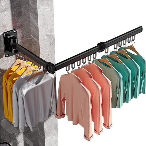Wall-Mounted Clothes Airer, Foldable Clothes Airer Indoor and Outdoor Aluminium – Black (1/5)