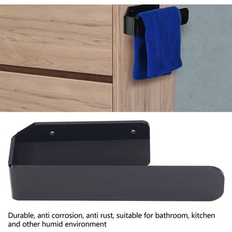 Porte-serviette mural adhésif acrylique moderne - Barre de suspension U pour serviettes main salle de bain cuisine noir (1/4)