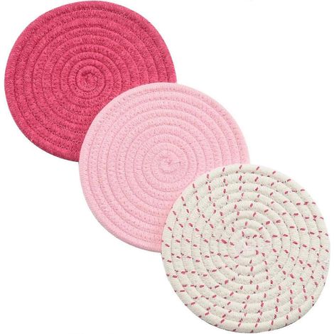 Ensemble de maniques et dessous de plat en pur coton tissé (lot de 3) - Dessous de plat élégants, repose-cuillères et dessous de plat. (1/4)