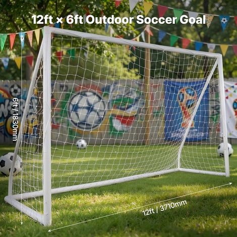 But de Football pour Enfants Cage de Foot en PVC Résistant Portable de 371x183 cm avec Sac de Transport Pratique et Filet pour Entr… (1/5)