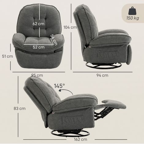 Fauteuil relax pivotant inclinable avec fonction bascule, dossier jusqu’à 145°, gris clair HAVRYA (1/4)