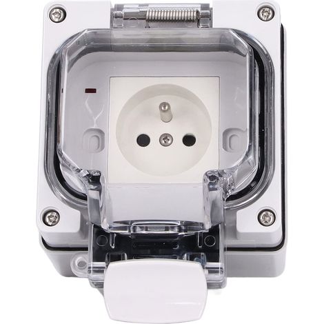 Ej.Life Wasserdichte IP66-Außensteckdose mit ABS-Gehäuse, Französischer Standard, 250 V, 16 A, Oberflächenmontierte Steckdosenbox, Wetterfestes und Staubdichtes Design, Geeignet für (1/5)