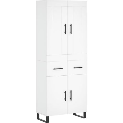 Buffet credenza cassettiera armadio mobile contenitore organizer cucina soggiorno salotto alto 69,5 x 34 x 180 cm legno ingegnerizzato bianco 020032658