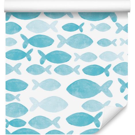 Papel pintado de peces en acuarela para salón y dormitorio, 50x1000 cm (1/5)